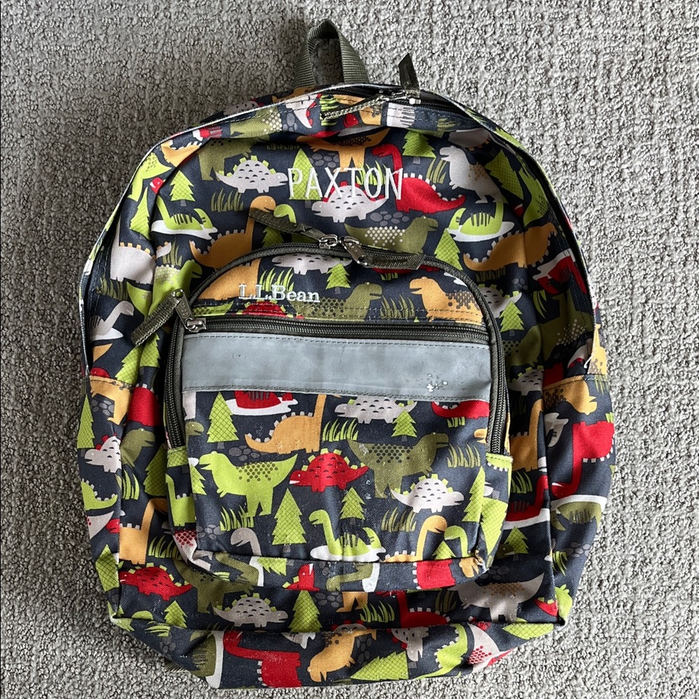 L.L. Bean Dinosaur Pattern Backpack - Green and Red